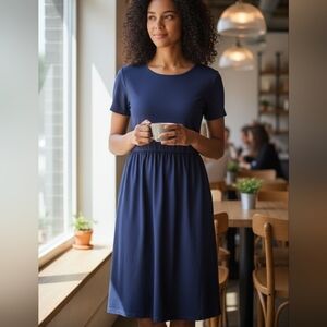 DB MOON SHORT SLEEVE EMPIRE WAIST WITH POCKETS NAVY BLUE XS